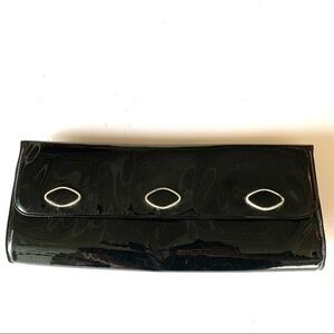 Vintage Purse Black Faux Patent Leather Clutch Bag Special Occasion Grandma